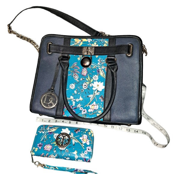Gorgeous Navy & Turquoise Large Dasein BEAUTY & matching Wallet - Picture 2 of 7